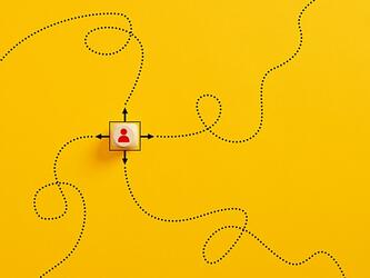 outline of person on block with lines running away from them